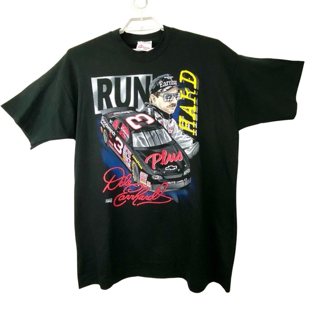 Vintage 1997 NASCAR Earnhardt Run Hard Stop Fast Single Stitch Size XXL